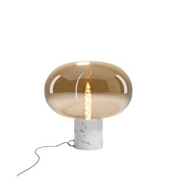 T0056 Lampa Stołowa Moonstone Amber Glass + White Marble Maxlight - Negocjuj CENĘ - MEGA rabaty %