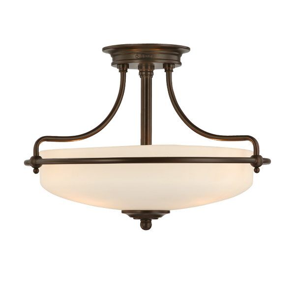 QZ-GRIFFIN-SFS-PN Griffin 3 Light Semi-Flush Light – Palladian Bronze Elstead - Mega RABATY w koszyku %