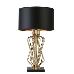 EU4110GO Ethan Lampa stołowa - złoty, Marble Base with czarny Drum Shade Searchlight