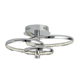 3133-3CC Rings 3Lt LED Flush Lampa sufitowa - Chrome & Clear kryształ Searchlight