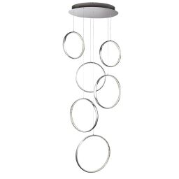 3166-6CC Rings 6Lt LED Drop Lampa sufitowa - Chrome & Clear kryształ Searchlight