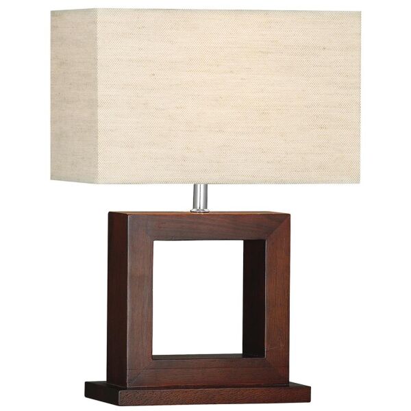 EU9000 Calven Lampa stołowa - Dark drewno Base & Linen Shade Searchlight