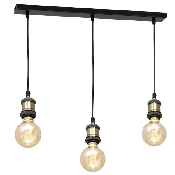 MLP6518 Lampa wisząca EDISON CZARNY/MOSIĄDZ 3xE27 Milagro - rabaty 20% w koszyku