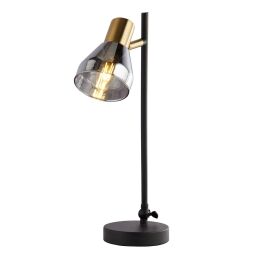 EU23802-1SM Westminster Lampa stołowa - czarny, satyna Brass & Smoked szkło Searchlight