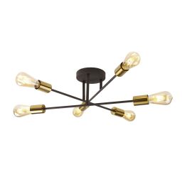 8046-6BK Armstrong 6Lt Lampa sufitowa - czarny & satyna Brass Metal Searchlight
