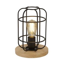 EU81951-1BK Vision Cage Lampa stołowa - Matt czarny & drewno Searchlight