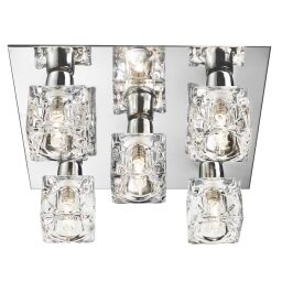 2275-5-LED Ice Cube 5Lt Flush Lampa sufitowa - Clear szkło & Chrome Searchlight