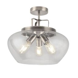 8973-3SS Boule 3Lt Semi Flush Lampa sufitowa - srebrny & Clear szkło Searchlight