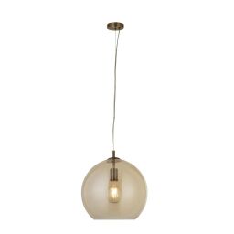1635AM Balls Lampa wisząca - antyczny mosiądz & Amber szkło Searchlight