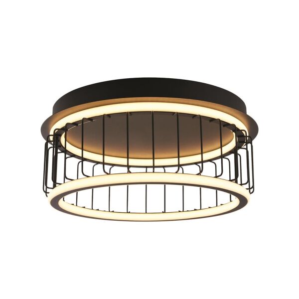 54215-1BK Circolo Cage LED Flush Lampa sufitowa - czarny Metal Searchlight