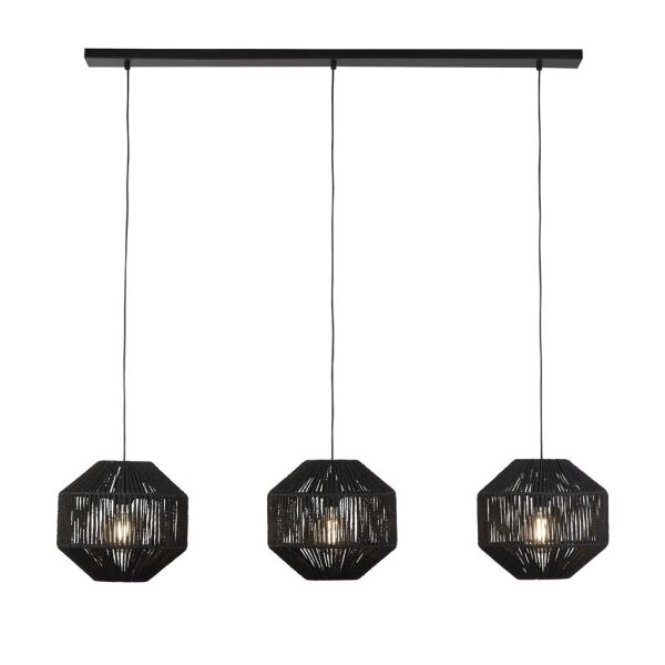 11201-3BK Wicker 3Lt Bar Lampa wisząca -Natural Rope Searchlight