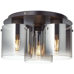 75593/20 Lampa sufitowa Beth 35 cm czarna / szkło dymne