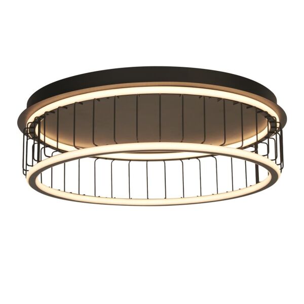 54216-1BK Circolo Cage LED Flush Lampa sufitowa - czarny Metal Searchlight