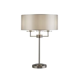 EU4787SS Knightsbridge 3Lt Lampa stołowa - satyna srebrny,Faux Silk Shade Searchlight