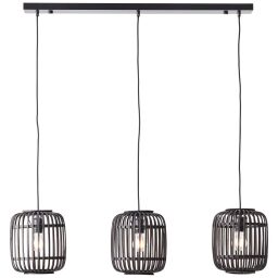 93778/76 Lampa wisząca Woodrow, drewno ciemno-czarne z 3 płomieniami