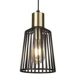 9412BK Bird Cage Lampa wisząca - czarny Metal & satyna Brass Searchlight