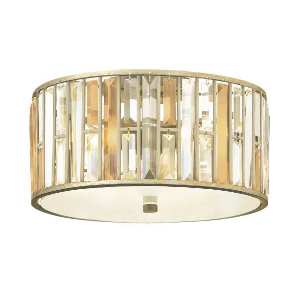 HK-GEMMA-F-SL Gemma 3 Light Flush Mount – Srebrny Liść Elstead - Mega RABATY w koszyku %