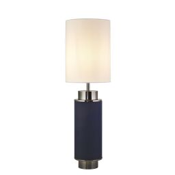 EU59041BK Flask Lampa stołowa - Navy Linen with czarny Nickel, biały Shade Searchlight