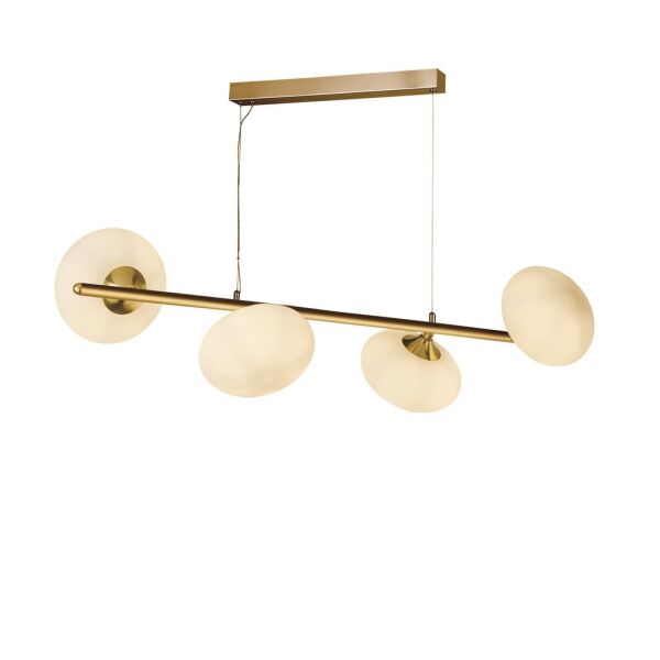 94041-4GO Pebble 4Lt Lampa wisząca - złoty & biały Oval szkło Searchlight