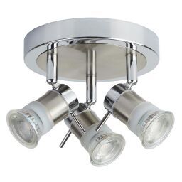 7443CC-LED Aries 3Lt LED Round reflektorek- Chrome, satyna srebrny, IP44 Searchlight