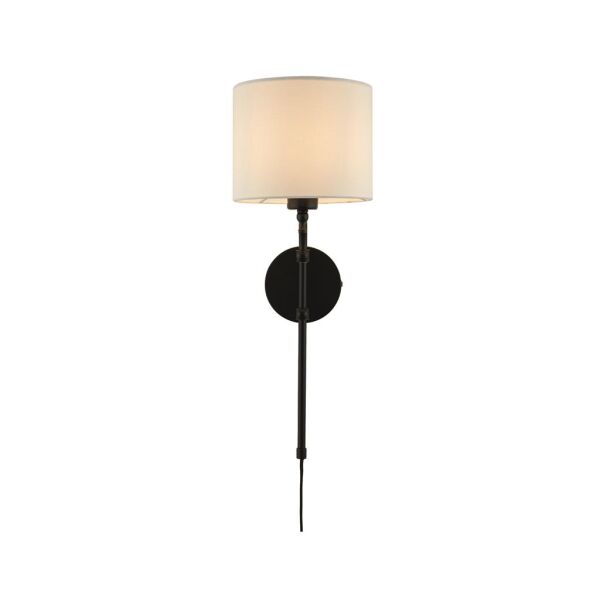 EU12081-1BK Munich Adjustable Kinkiet - Matt czarny, Linen Shade Searchlight