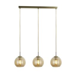 1623-3AM Balls 3Lt Bar Lampa wisząca - A Brass & Amber szkło Searchlight