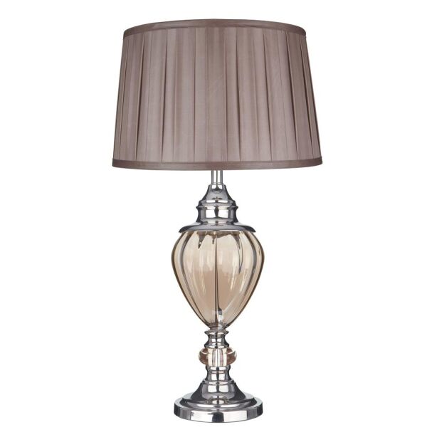 EU3721AM Greyson Lampa stołowa -Amber szkło Urn with brązowy Pleated Shade Searchlight