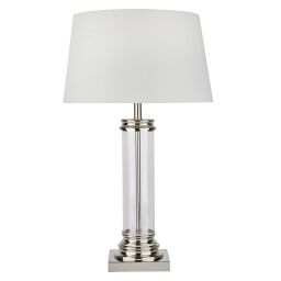 EU5141SS Pedestal Lampa stołowa - Clear szkło, satyna srebrny, Cream Shade Searchlight