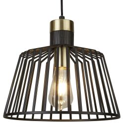 9411BK Bird Cage Lampa wisząca - czarny Metal & satyna Brass Searchlight