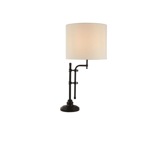 EU12082-1BK Munich Adjustable Lampa stołowa - Matt czarny, Linen Shade Searchlight