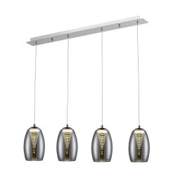 G60772/93 Lampa wisząca LED Metropolis 4-płomieniowa chromowana / wędzone szkło easyDim