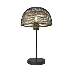 EU6848BGO Honeycomb Lampa stołowa - czarny Metal & złoty Mesh Searchlight