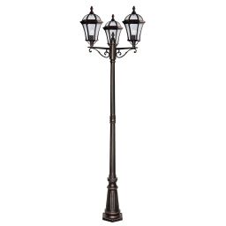 1569-3 Capri 3Lt Słupek ogrodowy - Aluminium, Rustic brązowy & szkło Searchlight