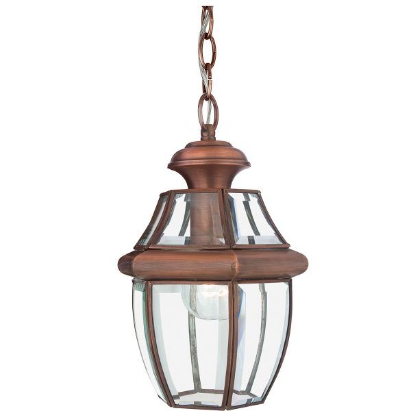 QZ-NEWBURY8-M-AC Newbury 1 Light Medium Chain Lantern – Postarzana miedź Elstead - Mega RABATY w koszyku %