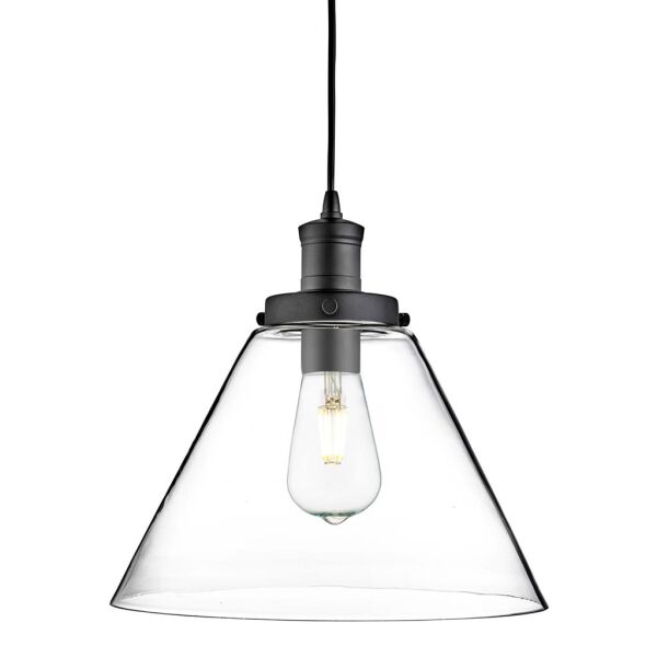 3228BK Pyramid Lampa wisząca - czarny Metal & Clear szkło Shade Searchlight