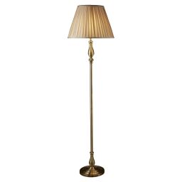 EU5029AB Flemish Lampa podłogowa - antyczny mosiądz & Mink Pleated Shade Searchlight