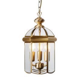 7133AB Bevelled Lantern 3Lt Domed Lampa wisząca - antyczny mosiądz & szkło Searchlight