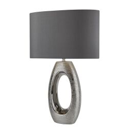 EU1213CC Artisan Lampa stołowa - Ceramic Chrome Base & Faux Silk Shade Searchlight