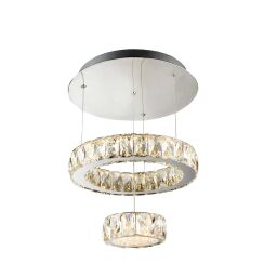 2328CC Clover 2Lt LED Flush Lampa sufitowa - Chrome & Clear szkło Searchlight